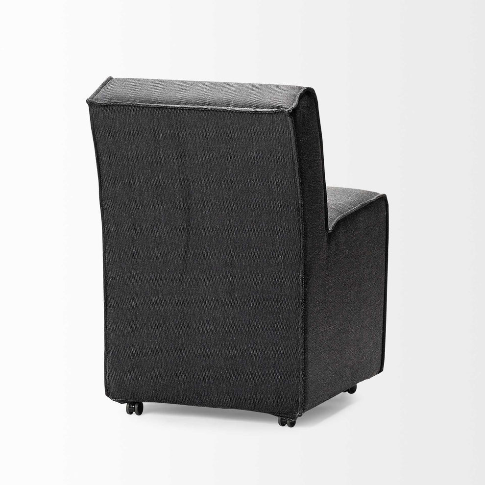 Fully Upholstered Grey Fabric Dining Chair On Casters By Homeroots | Dining Chairs | Modishstore - 6