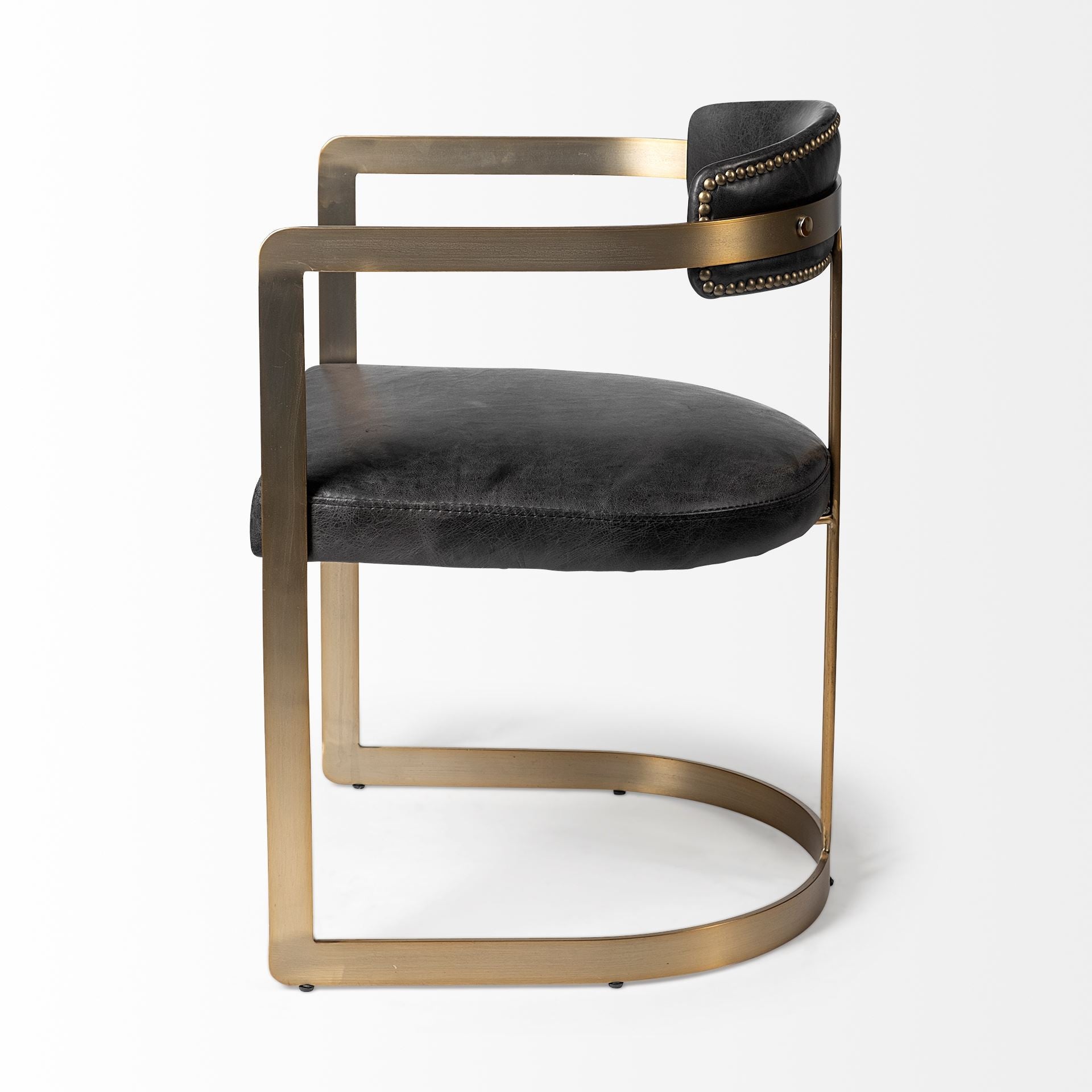 Black Leather Seat With Gold Iron Frame Dining Chair By Homeroots | Dining Chairs | Modishstore - 3