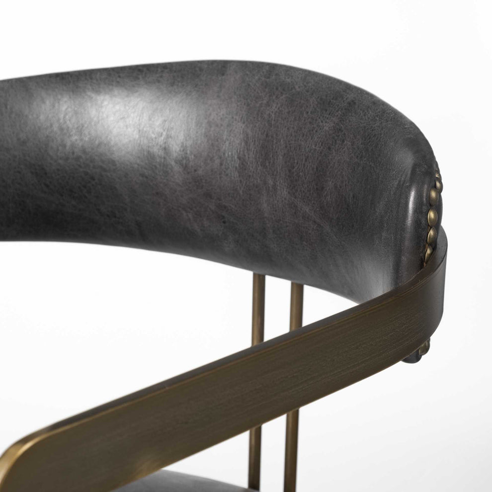 Black Leather Seat With Gold Iron Frame Dining Chair By Homeroots | Dining Chairs | Modishstore - 6
