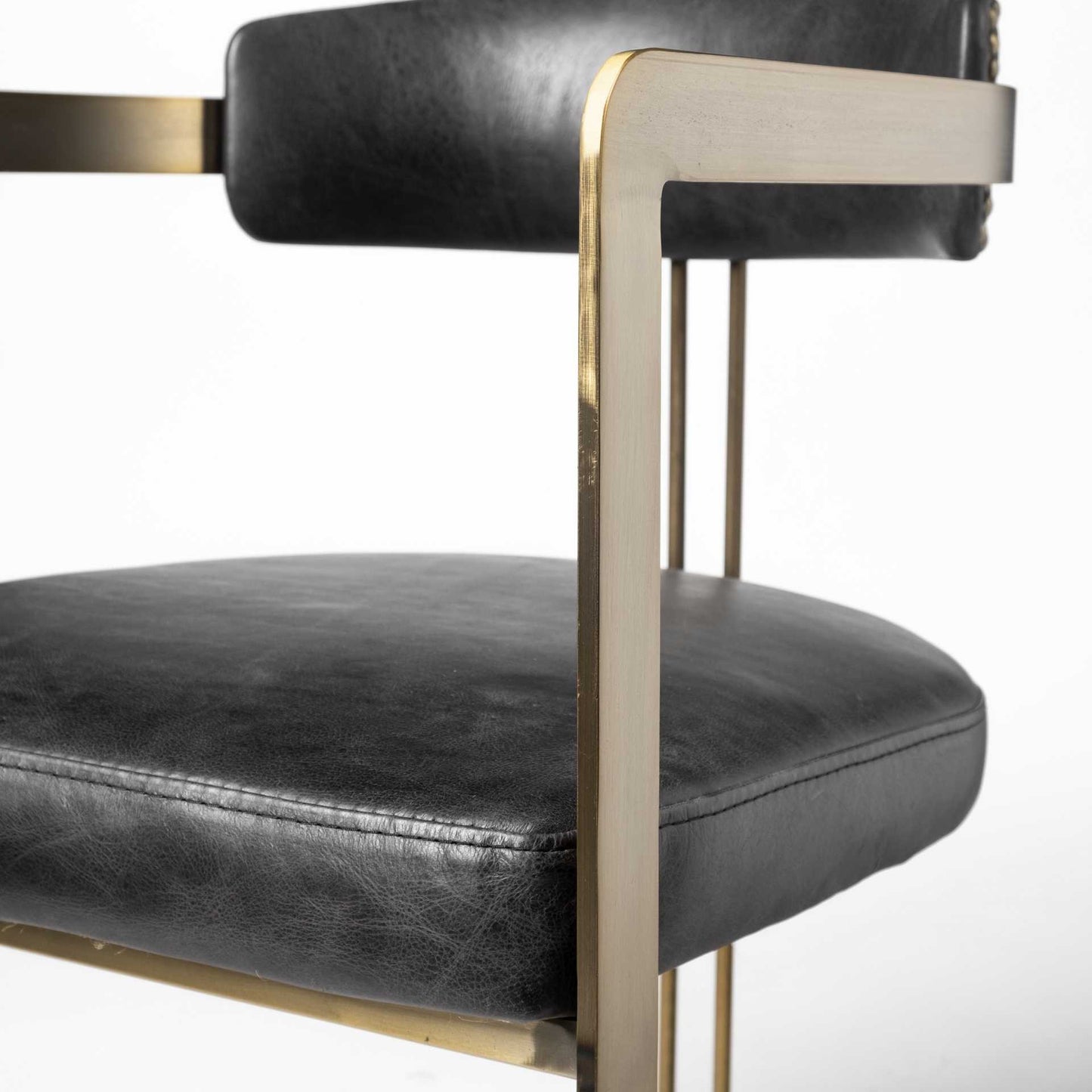 Black Leather Seat With Gold Iron Frame Dining Chair By Homeroots | Dining Chairs | Modishstore - 8