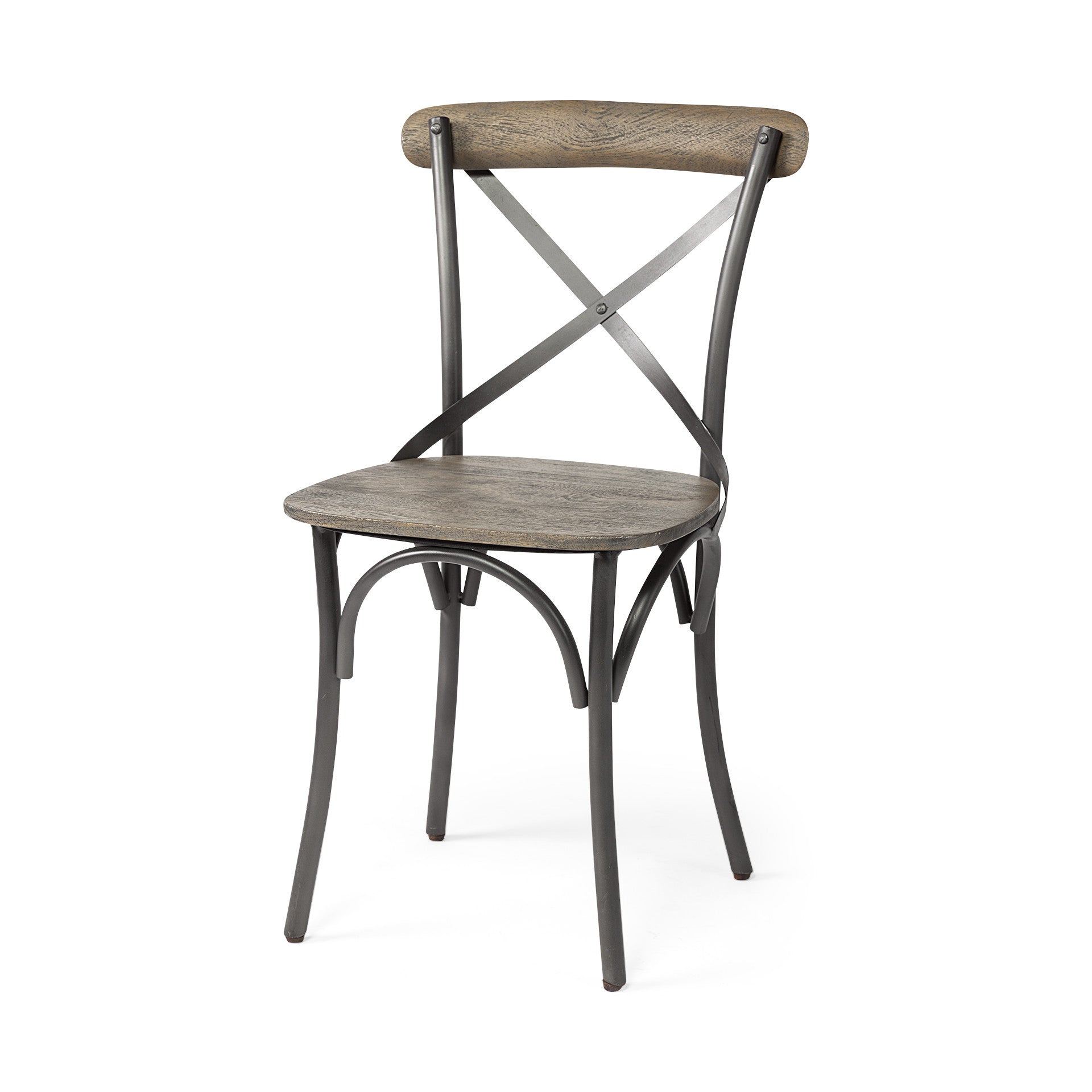 Brown Solid Wood Seat With Grey Iron Frame Dining Chair By Homeroots | Dining Chairs | Modishstore