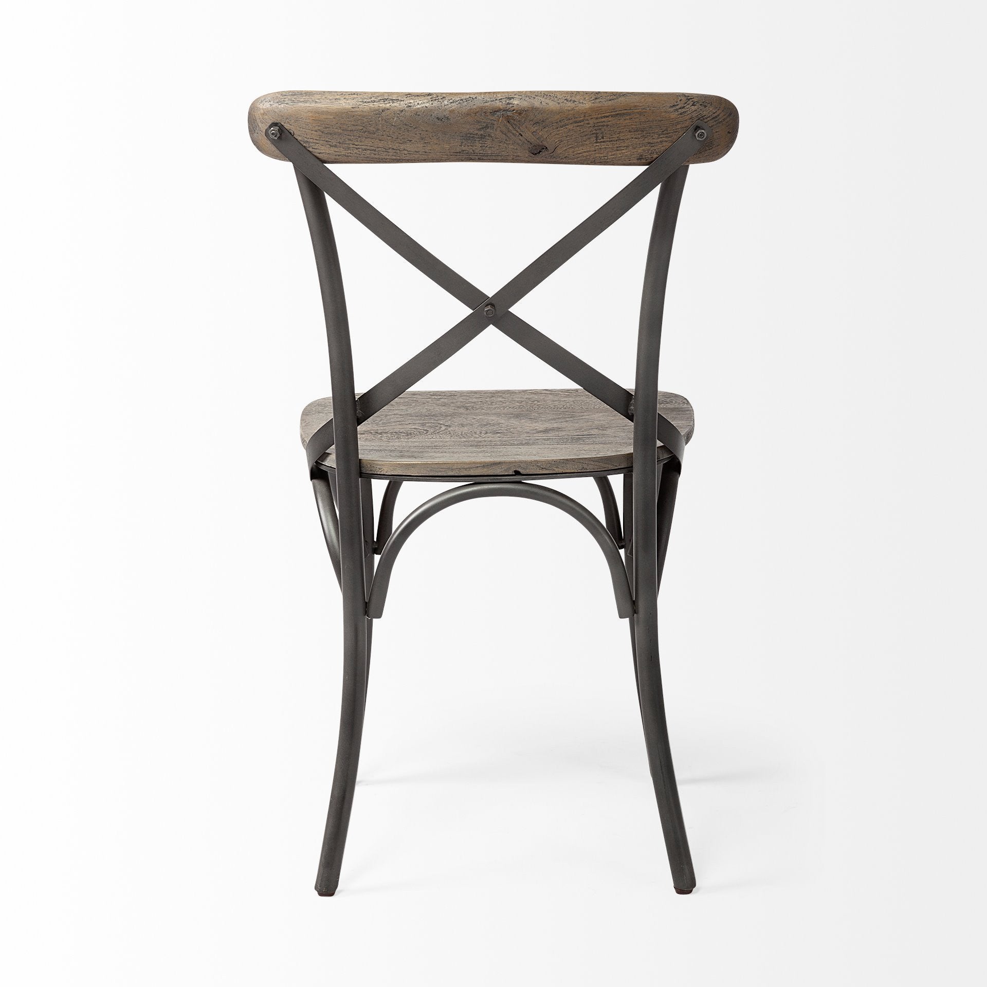Brown Solid Wood Seat With Grey Iron Frame Dining Chair By Homeroots | Dining Chairs | Modishstore - 4