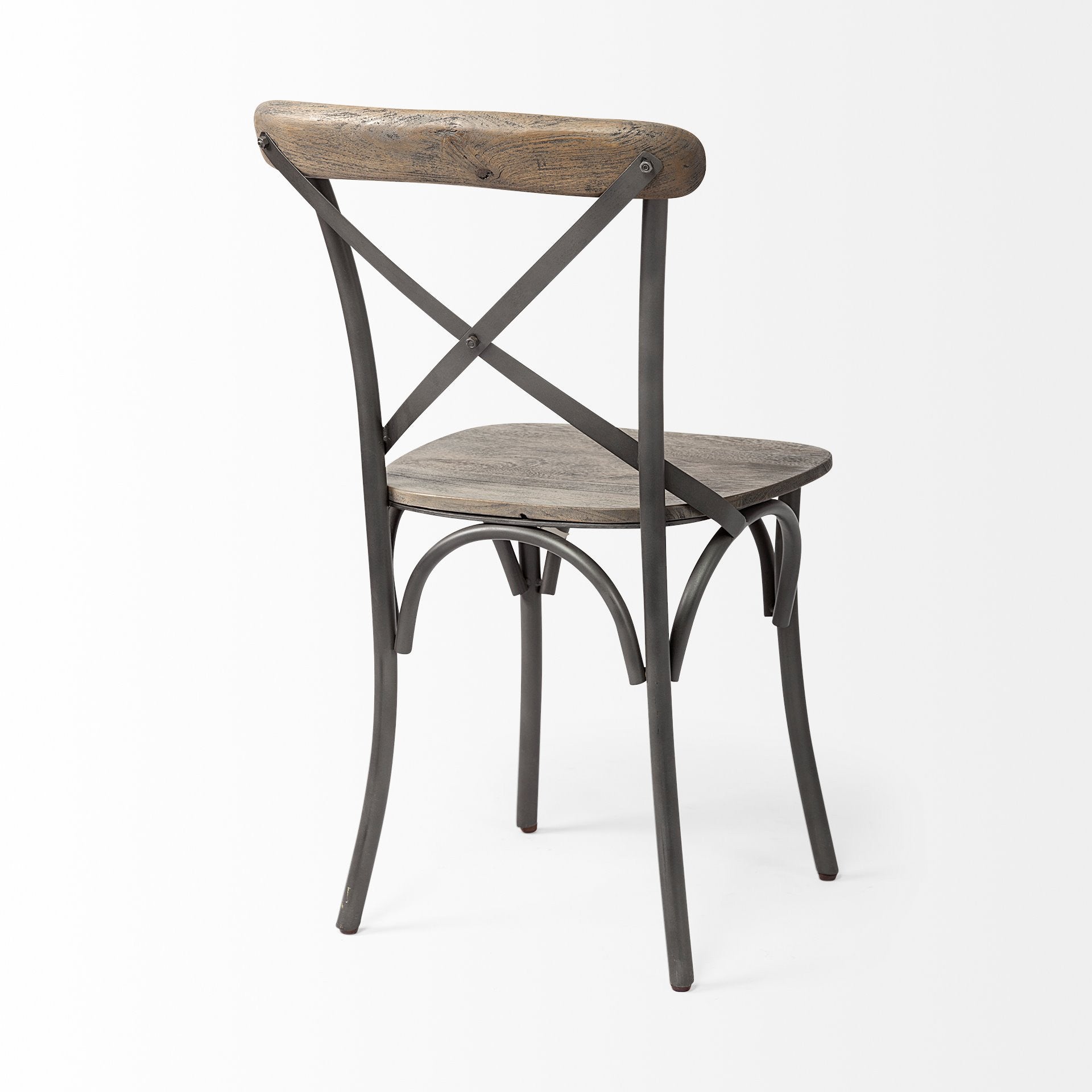 Brown Solid Wood Seat With Grey Iron Frame Dining Chair By Homeroots | Dining Chairs | Modishstore - 5
