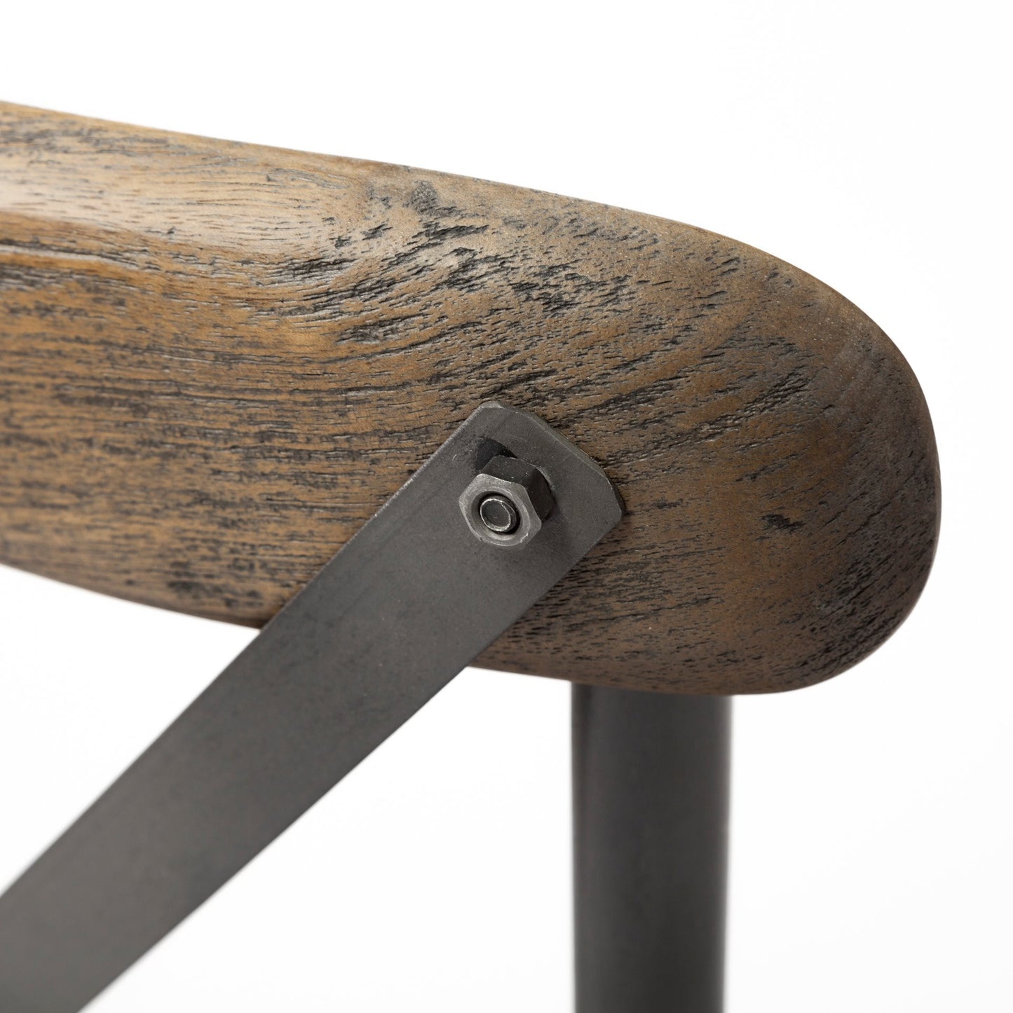 Brown Solid Wood Seat With Grey Iron Frame Dining Chair By Homeroots | Dining Chairs | Modishstore - 7