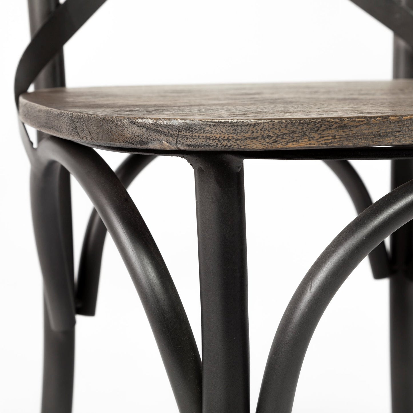 Brown Solid Wood Seat With Grey Iron Frame Dining Chair By Homeroots | Dining Chairs | Modishstore - 8