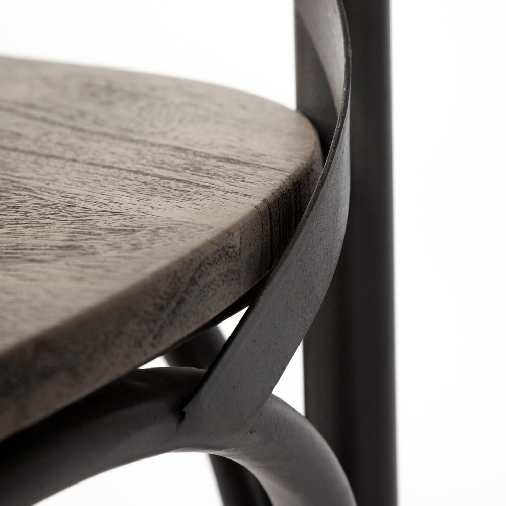 Brown Solid Wood Seat With Grey Iron Frame Dining Chair By Homeroots | Dining Chairs | Modishstore - 9