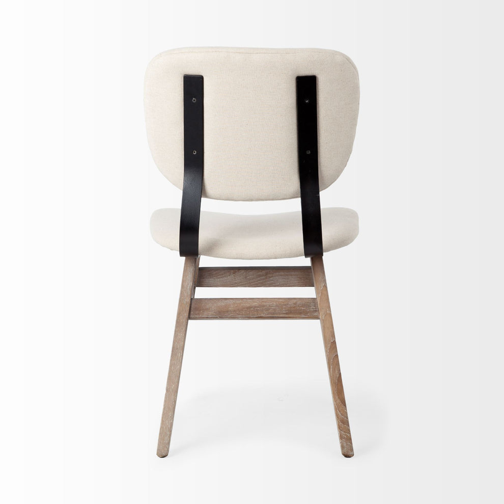 Cream Fabric Wrap With Brown Solid Wood Base Dining Chair By Homeroots | Dining Chairs | Modishstore - 4