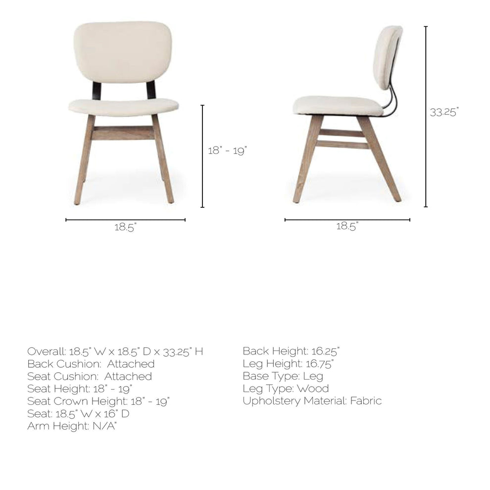 Cream Fabric Wrap With Brown Solid Wood Base Dining Chair By Homeroots | Dining Chairs | Modishstore - 8