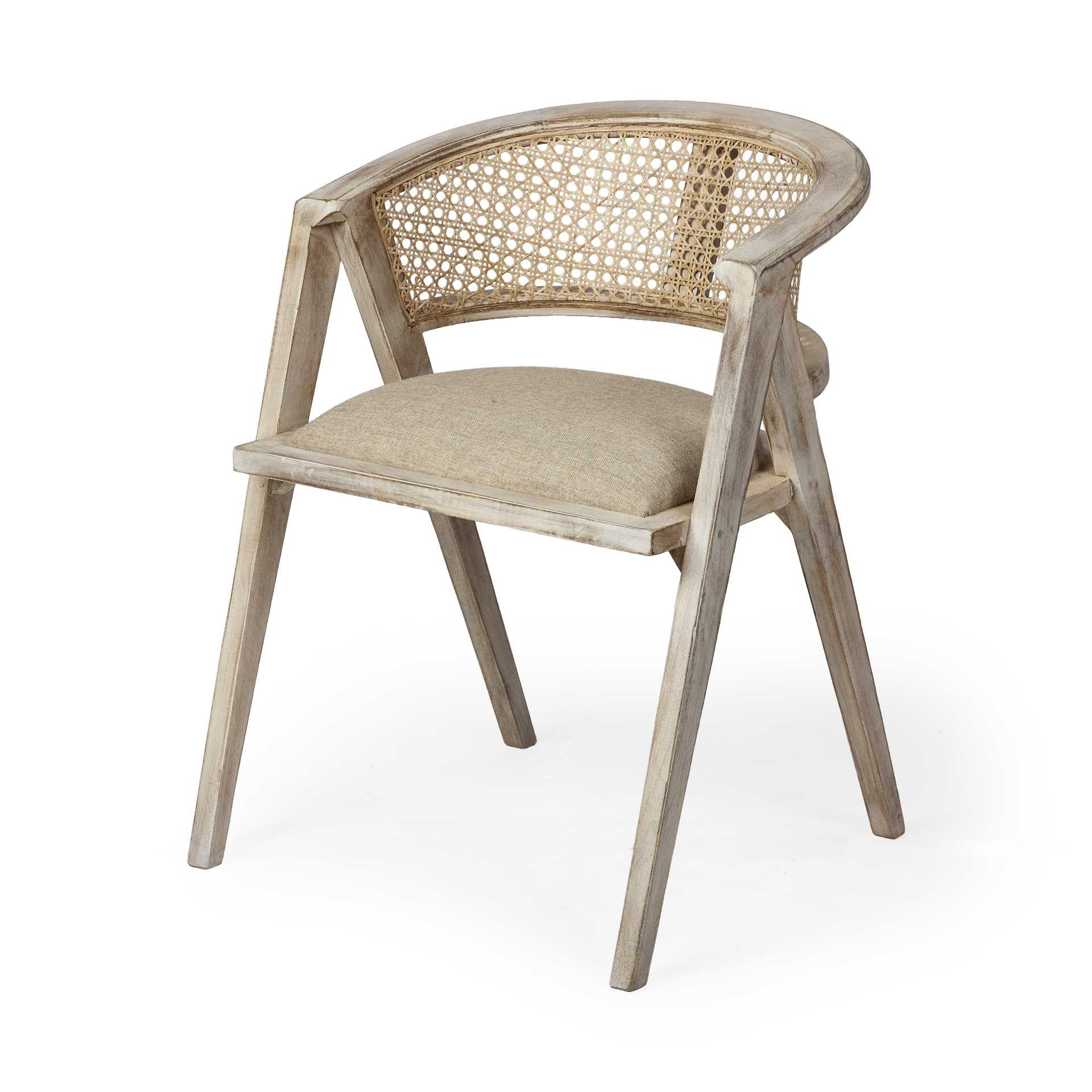 Natural Linen Seat With Blonde Wooden Frame Dining Chair By Homeroots | Dining Chairs | Modishstore
