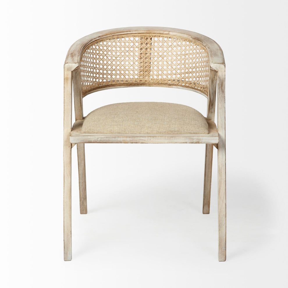 Natural Linen Seat With Blonde Wooden Frame Dining Chair By Homeroots | Dining Chairs | Modishstore - 2
