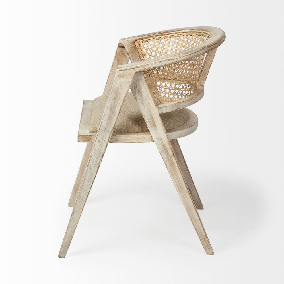 Natural Linen Seat With Blonde Wooden Frame Dining Chair By Homeroots | Dining Chairs | Modishstore - 3