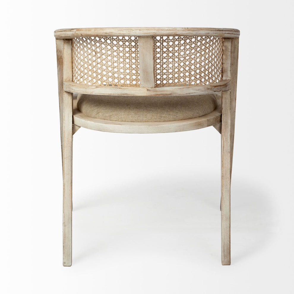 Natural Linen Seat With Blonde Wooden Frame Dining Chair By Homeroots | Dining Chairs | Modishstore - 4