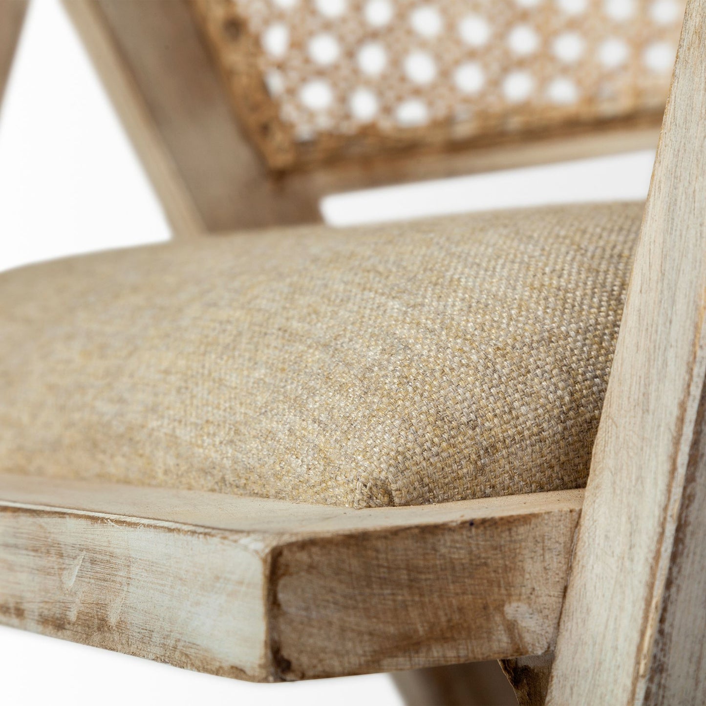 Natural Linen Seat With Blonde Wooden Frame Dining Chair By Homeroots | Dining Chairs | Modishstore - 6