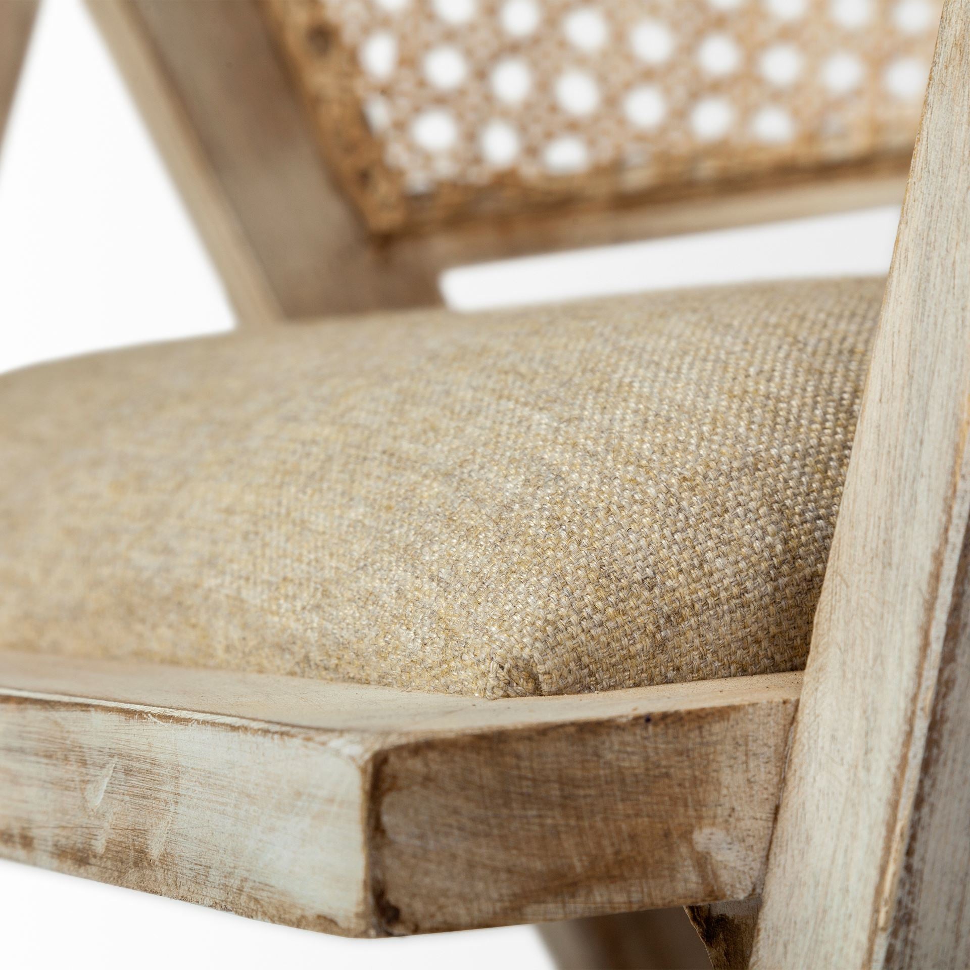 Natural Linen Seat With Blonde Wooden Frame Dining Chair By Homeroots | Dining Chairs | Modishstore - 6