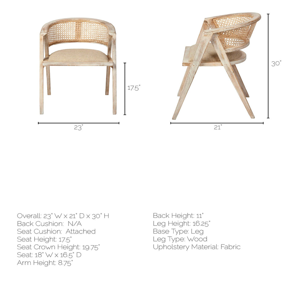 Natural Linen Seat With Blonde Wooden Frame Dining Chair By Homeroots | Dining Chairs | Modishstore - 7
