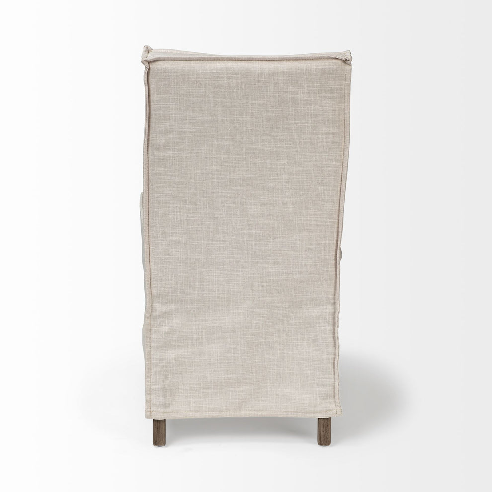 Set Of 2 Linen Look Slip Cover Wooden Base Dining Chairs By Homeroots | Dining Chairs | Modishstore - 5