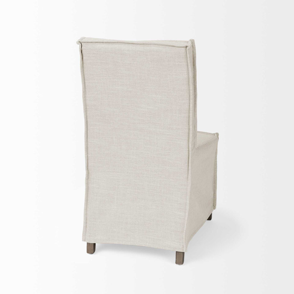 Set Of 2 Linen Look Slip Cover Wooden Base Dining Chairs By Homeroots | Dining Chairs | Modishstore - 6