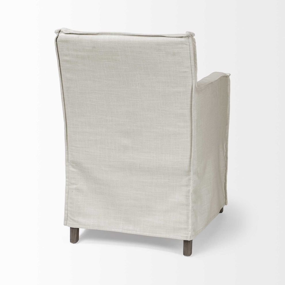 Cream Fabric Slip Cover With Brown Wood Frame Dining Chair By Homeroots | Dining Chairs | Modishstore - 6