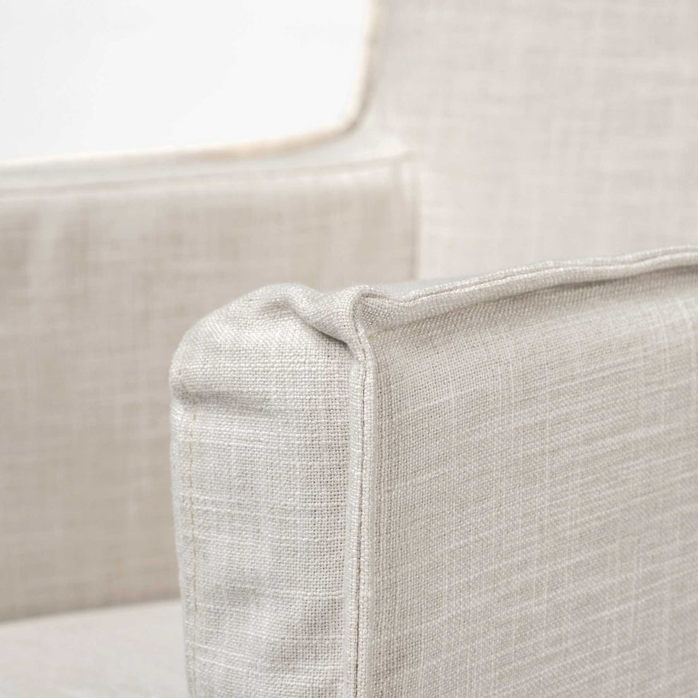 Cream Fabric Slip Cover With Brown Wood Frame Dining Chair By Homeroots | Dining Chairs | Modishstore - 7