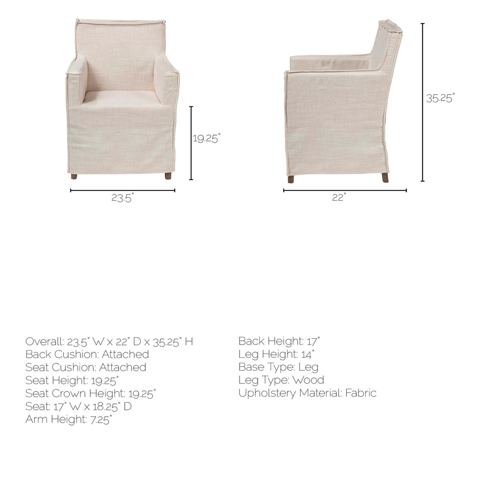 Cream Fabric Slip Cover With Brown Wood Frame Dining Chair By Homeroots | Dining Chairs | Modishstore - 8