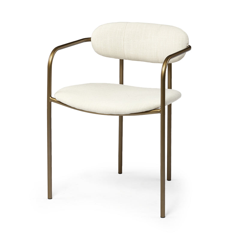 Cream Fabric Seat With Gold Iron Frame Dining Chair By Homeroots | Dining Chairs | Modishstore