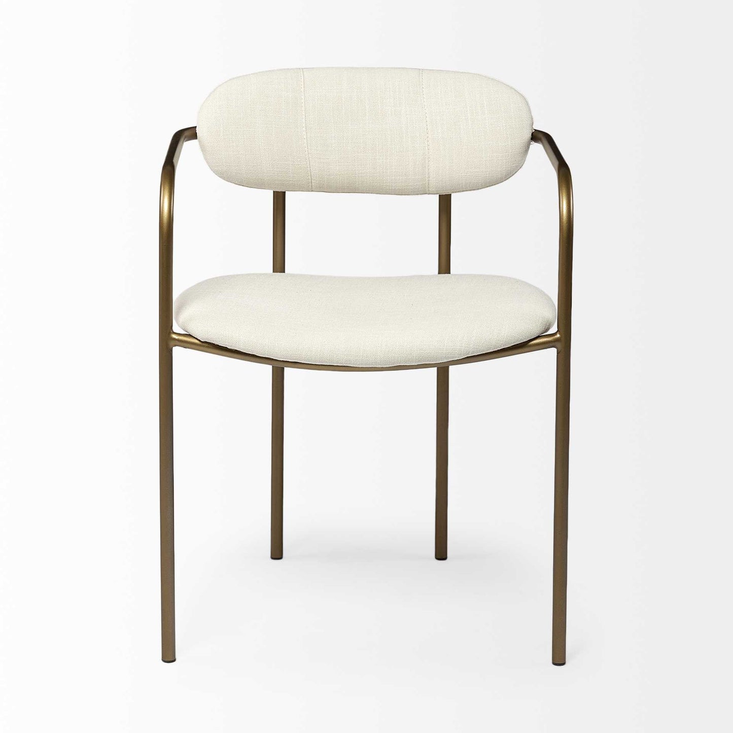 Cream Fabric Seat With Gold Iron Frame Dining Chair By Homeroots | Dining Chairs | Modishstore - 2