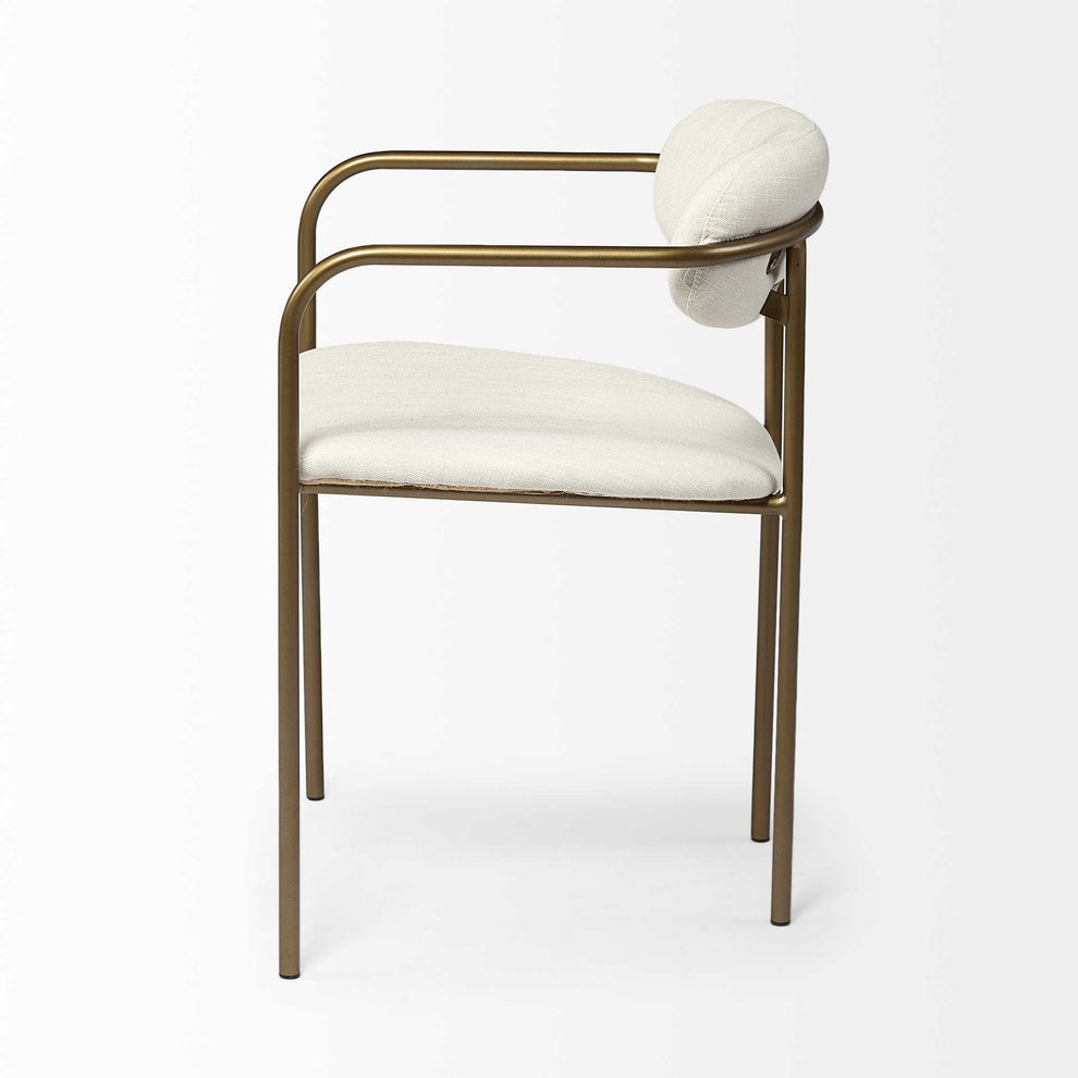 Cream Fabric Seat With Gold Iron Frame Dining Chair By Homeroots | Dining Chairs | Modishstore - 3