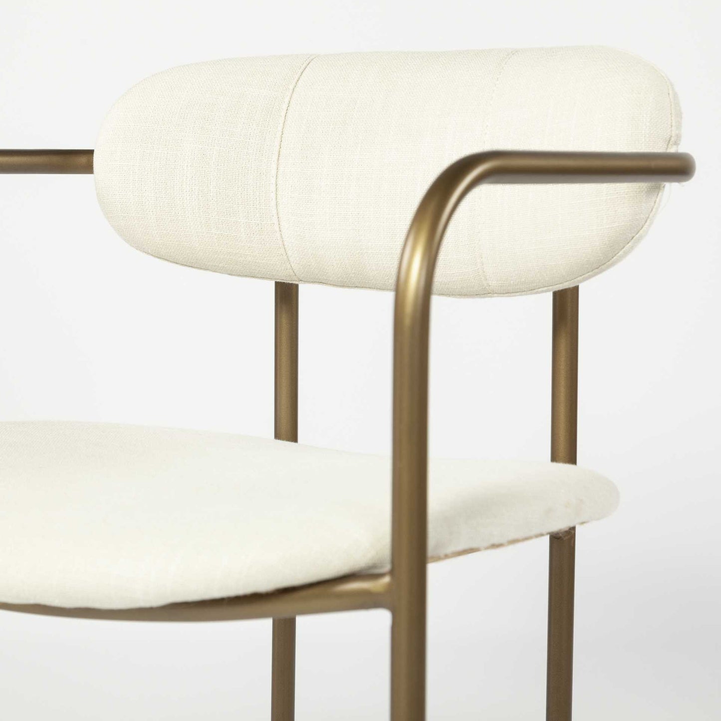 Cream Fabric Seat With Gold Iron Frame Dining Chair By Homeroots | Dining Chairs | Modishstore - 6