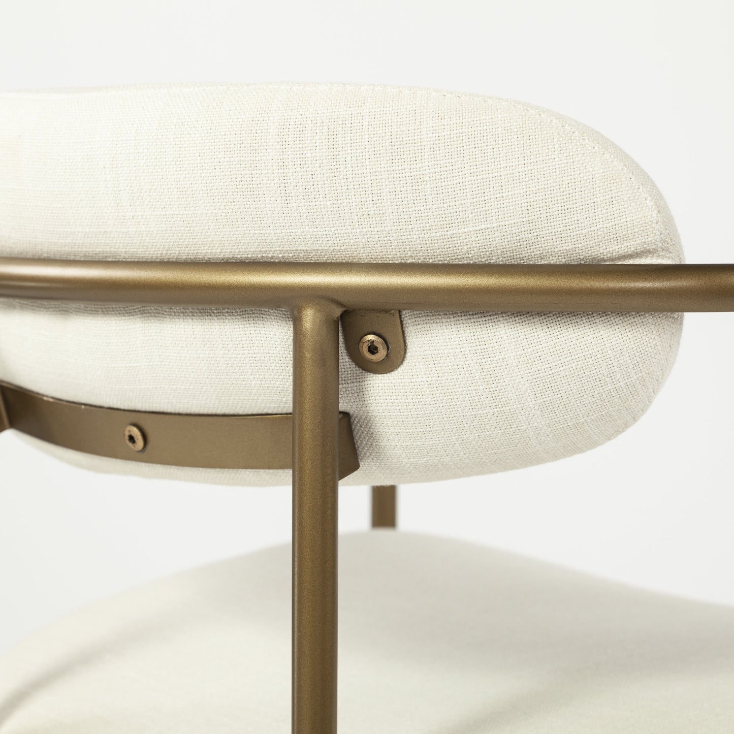 Cream Fabric Seat With Gold Iron Frame Dining Chair By Homeroots | Dining Chairs | Modishstore - 7