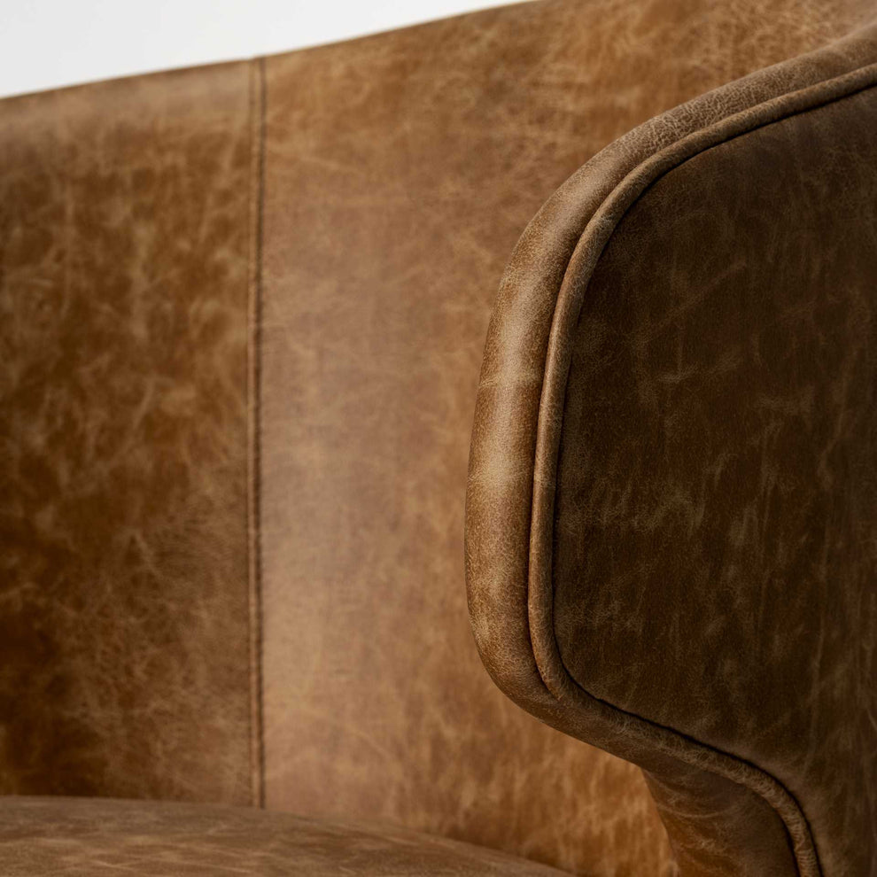 Brown Toned Leather With Brown Wooden Base Dining Chair By Homeroots | Dining Chairs | Modishstore - 7