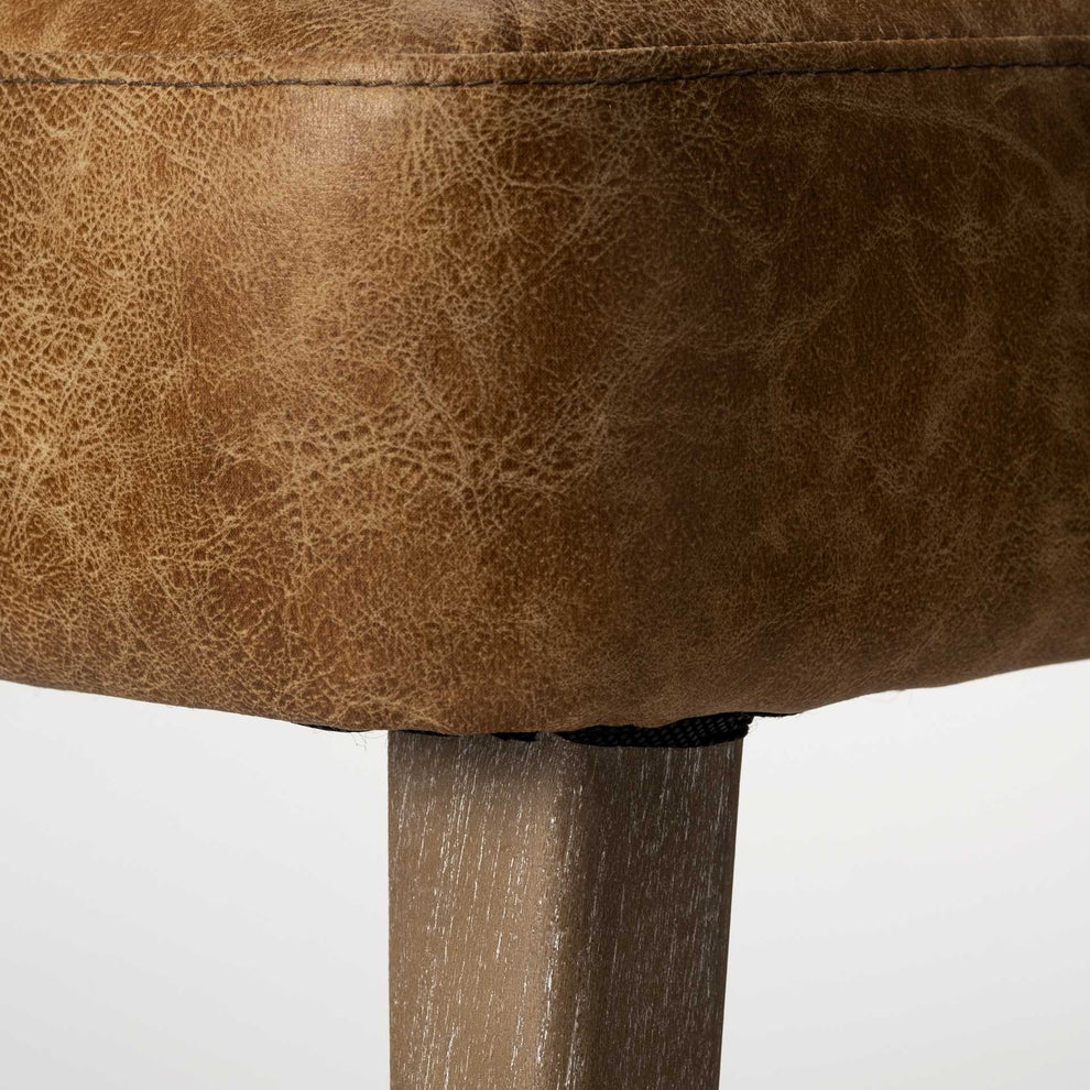 Brown Toned Leather With Brown Wooden Base Dining Chair By Homeroots | Dining Chairs | Modishstore - 8