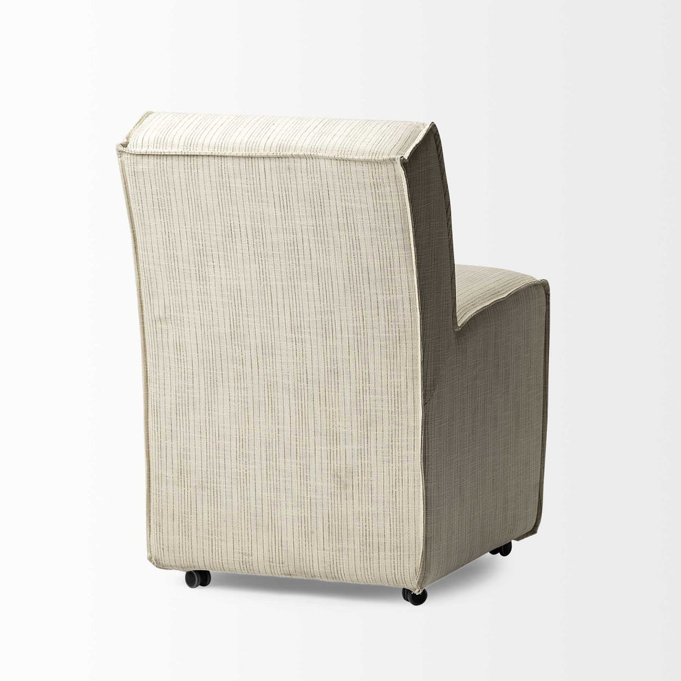 Fully Upholstered Cream Toned Fabric Dining Chair On Casters By Homeroots | Dining Chairs | Modishstore - 6