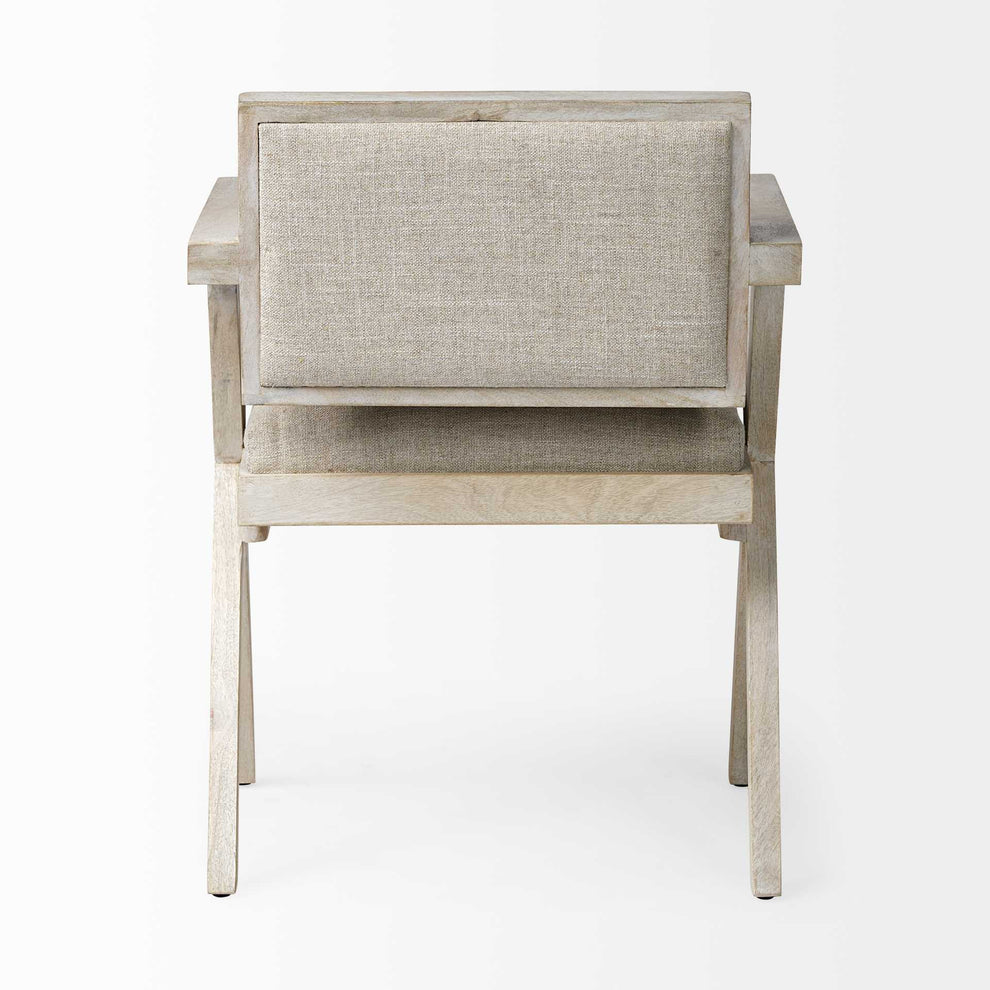 Cream Fabric Wrap With Blonde Wooden Frame Dining Chair By Homeroots | Dining Chairs | Modishstore - 4