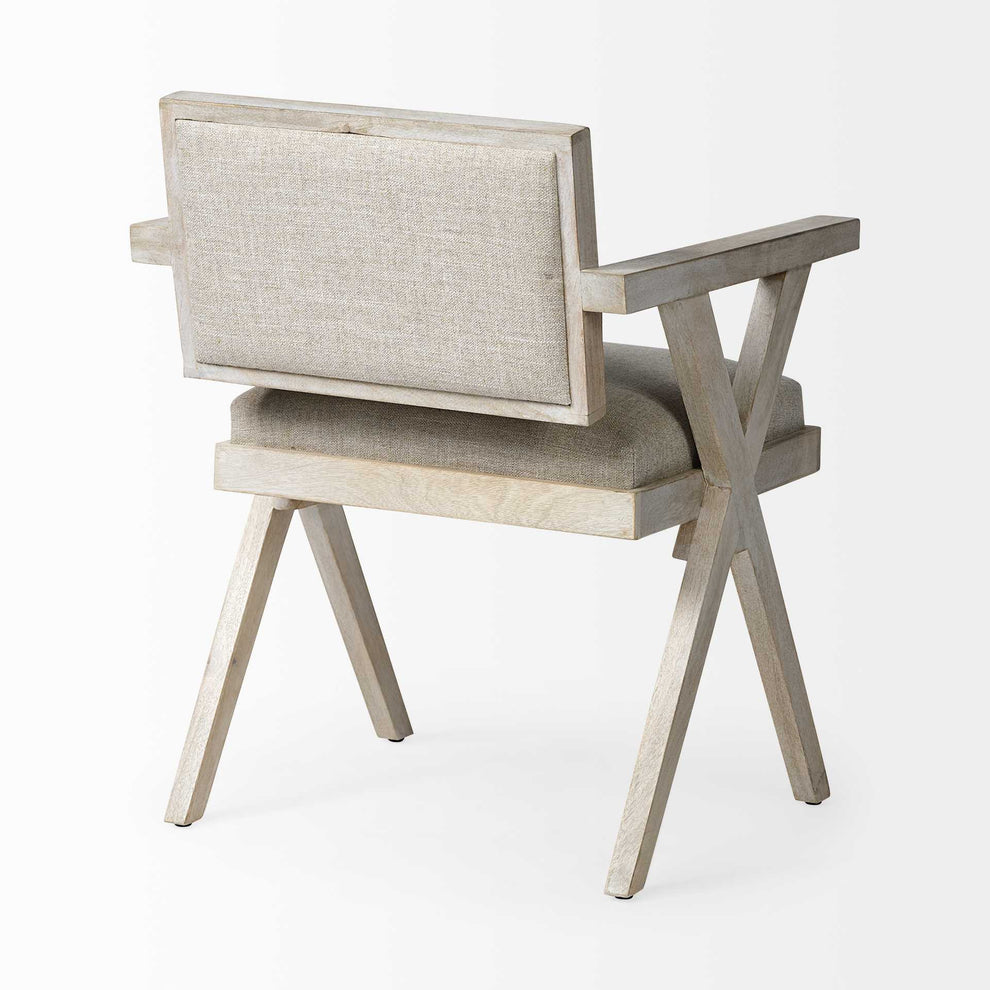 Cream Fabric Wrap With Blonde Wooden Frame Dining Chair By Homeroots | Dining Chairs | Modishstore - 5