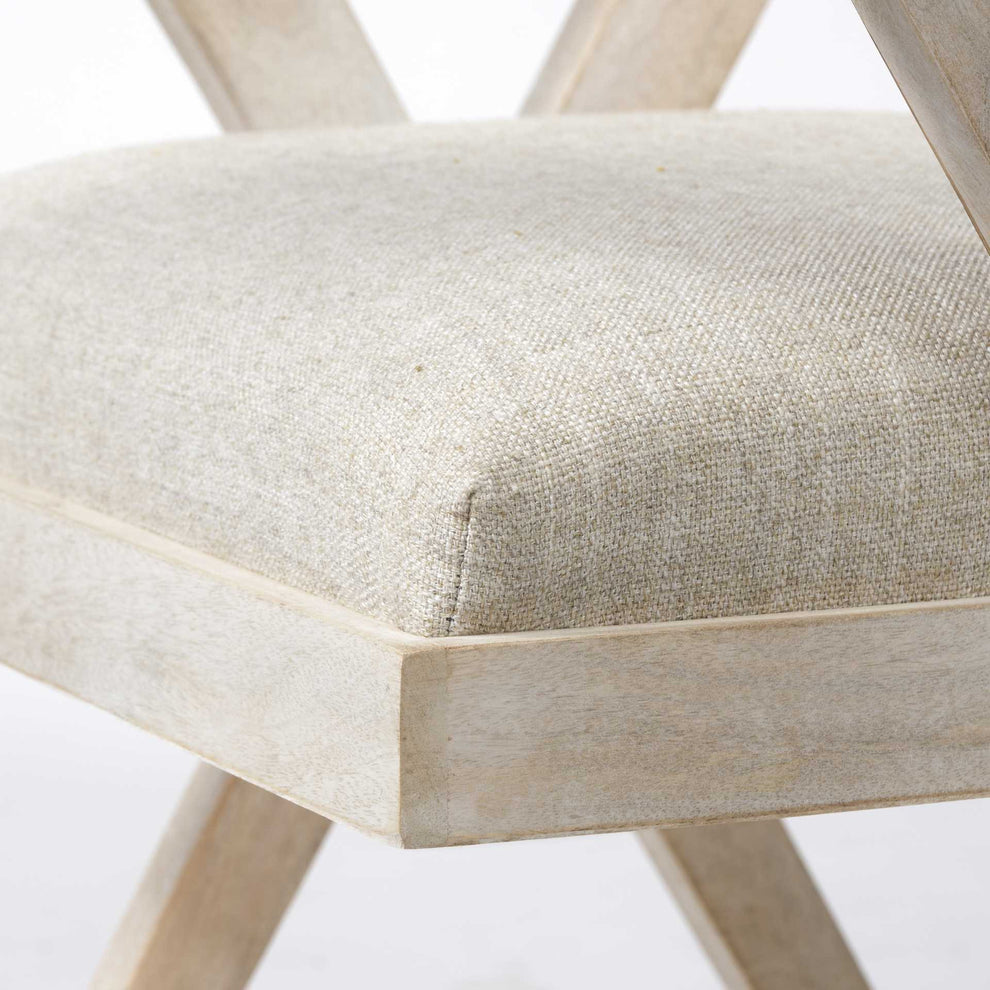 Cream Fabric Wrap With Blonde Wooden Frame Dining Chair By Homeroots | Dining Chairs | Modishstore - 6