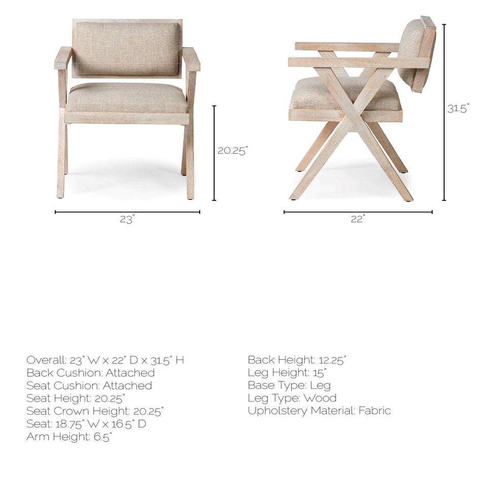 Cream Fabric Wrap With Blonde Wooden Frame Dining Chair By Homeroots | Dining Chairs | Modishstore - 7