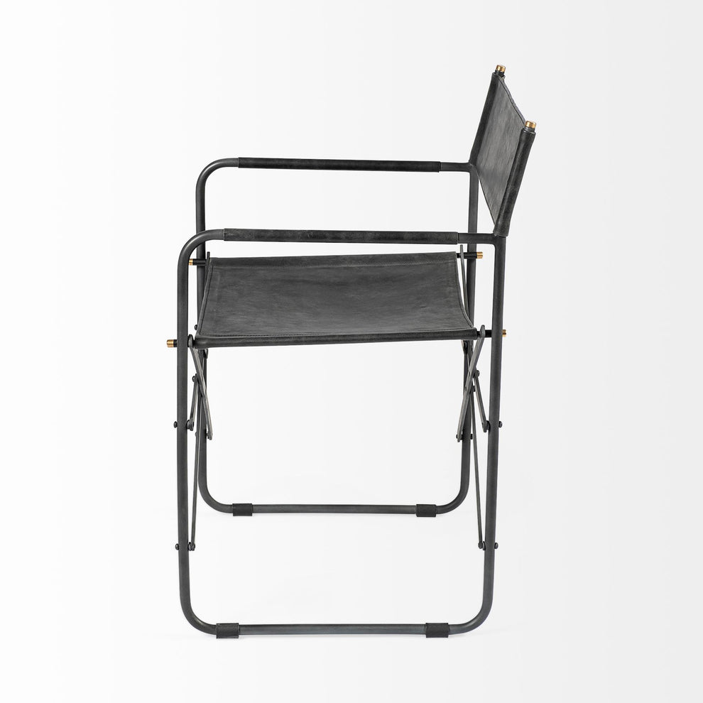 Black Leather With Black Iron Frame Dining Chair By Homeroots | Dining Chairs | Modishstore - 3