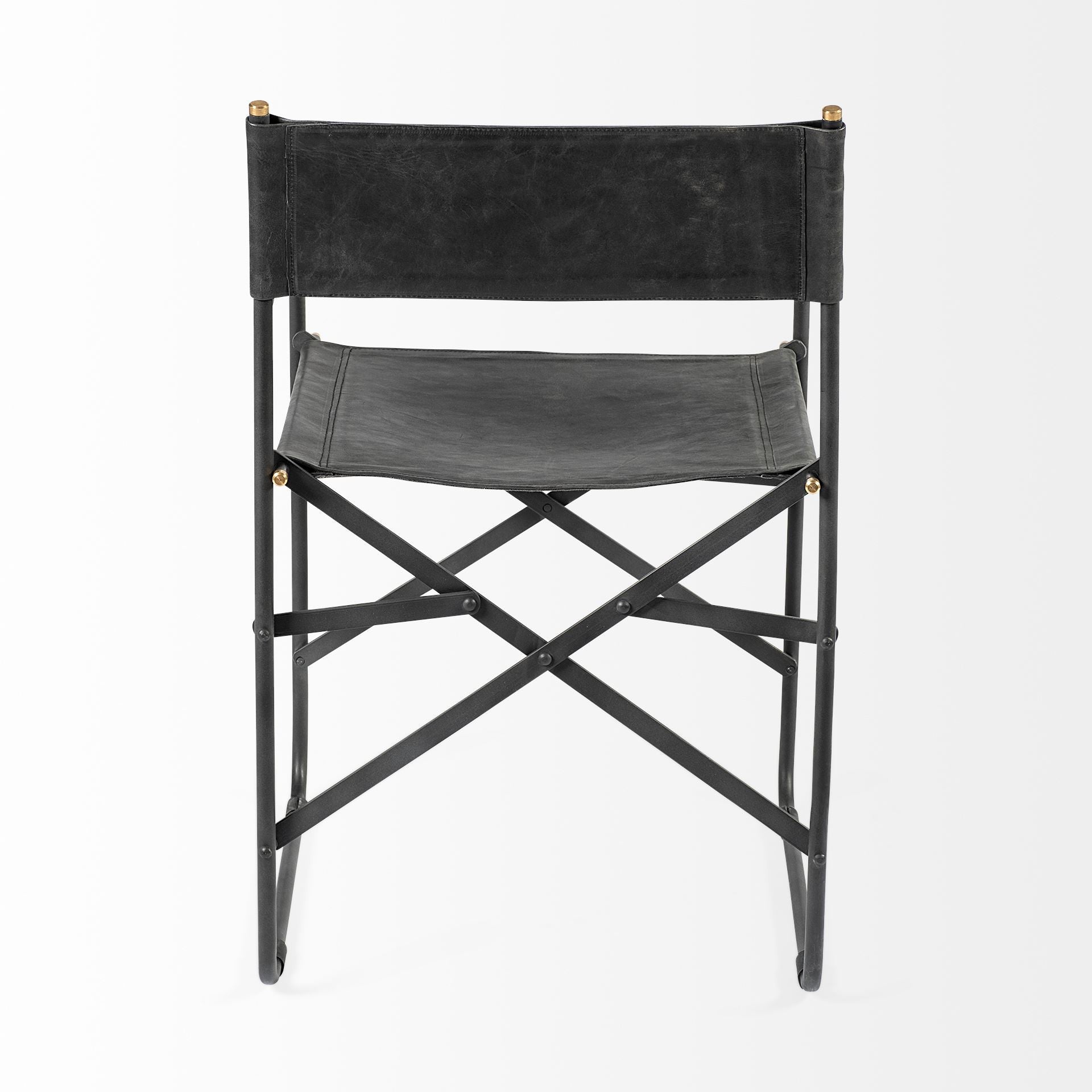 Black Leather With Black Iron Frame Dining Chair By Homeroots | Dining Chairs | Modishstore - 4