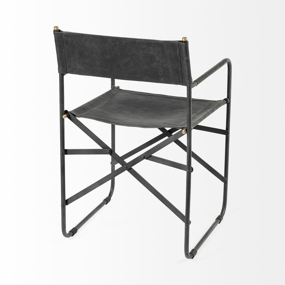 Black Leather With Black Iron Frame Dining Chair By Homeroots | Dining Chairs | Modishstore - 5