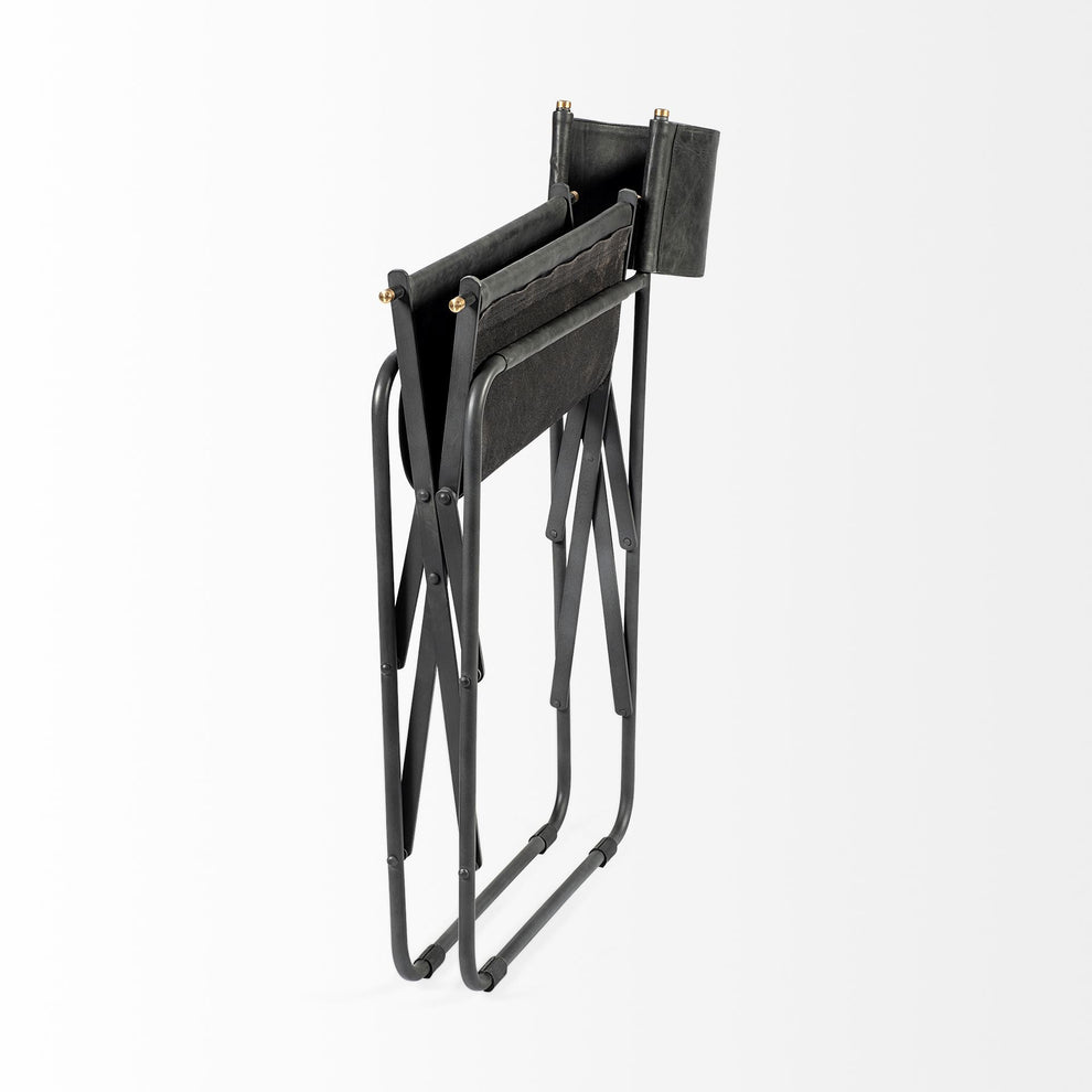 Black Leather With Black Iron Frame Dining Chair By Homeroots | Dining Chairs | Modishstore - 6