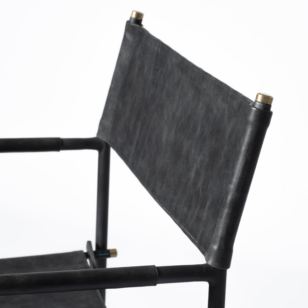 Black Leather With Black Iron Frame Dining Chair By Homeroots | Dining Chairs | Modishstore - 7