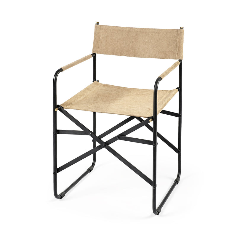 Tan Leather With Black Iron Frame Dining Chair By Homeroots | Dining Chairs | Modishstore