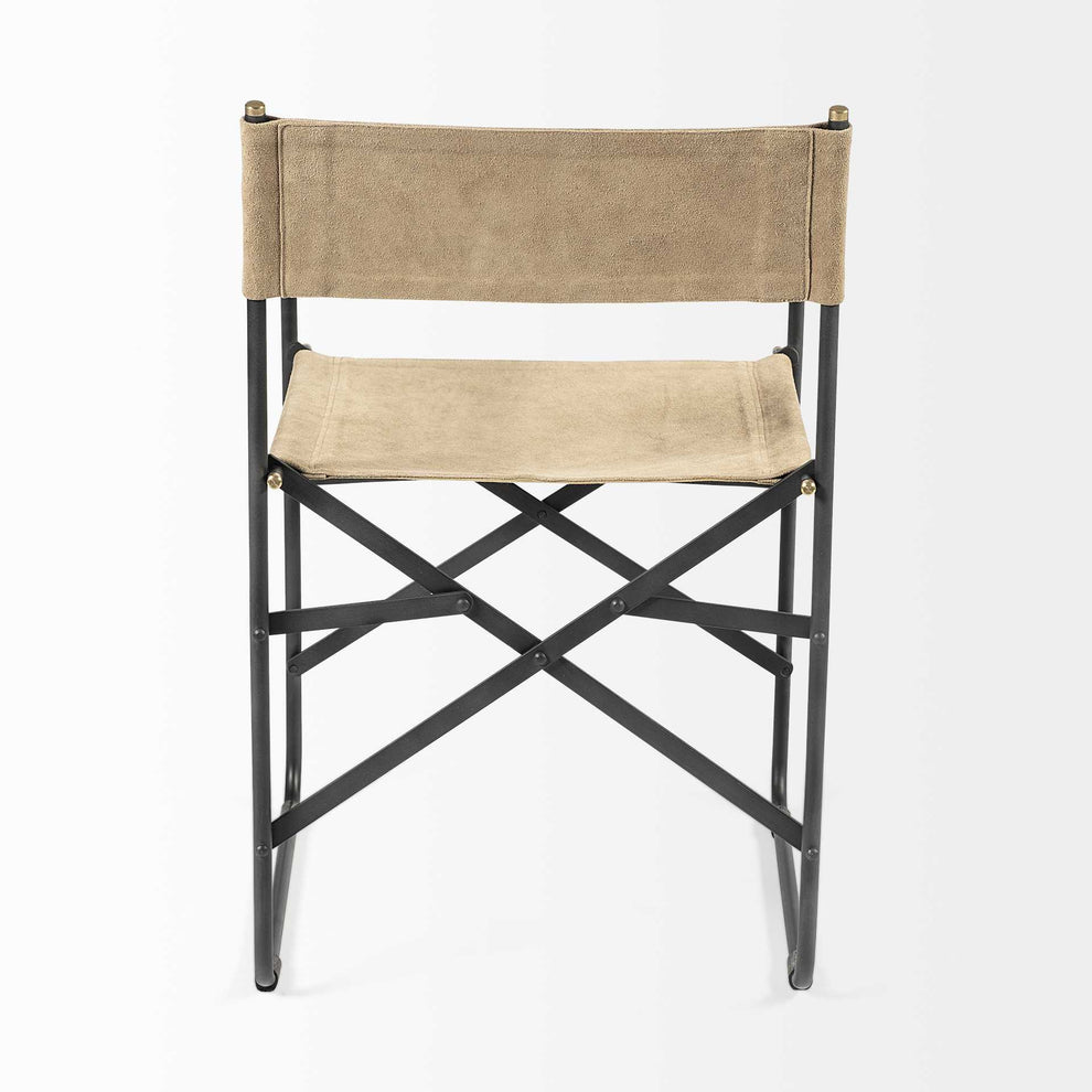 Tan Leather With Black Iron Frame Dining Chair By Homeroots | Dining Chairs | Modishstore - 4