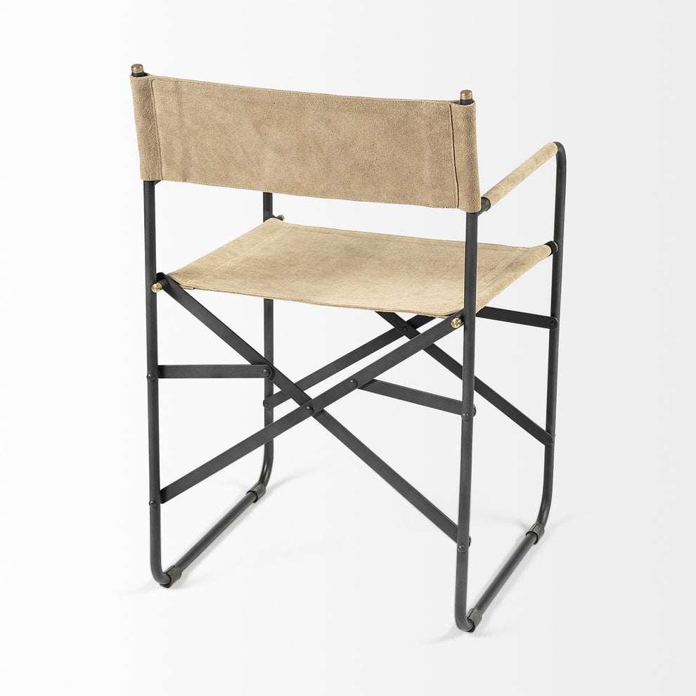 Tan Leather With Black Iron Frame Dining Chair By Homeroots | Dining Chairs | Modishstore - 5