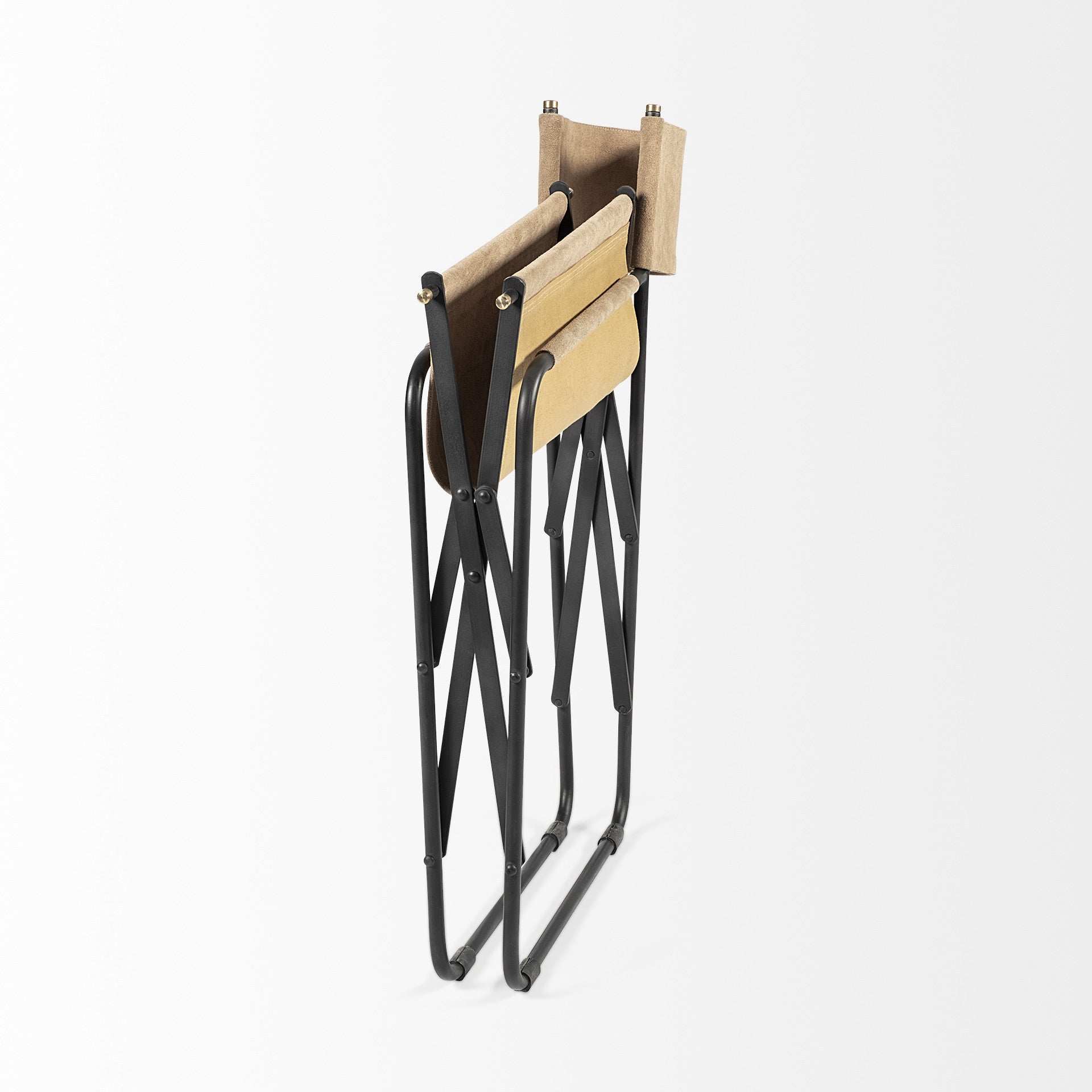 Tan Leather With Black Iron Frame Dining Chair By Homeroots | Dining Chairs | Modishstore - 6