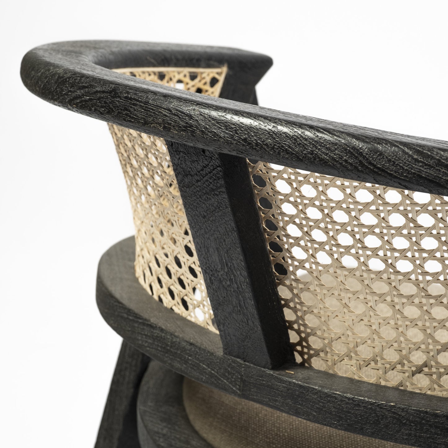 Grey Linen With Black Wooden Frame Wrap Seat Dining Chair By Homeroots | Dining Chairs | Modishstore - 9