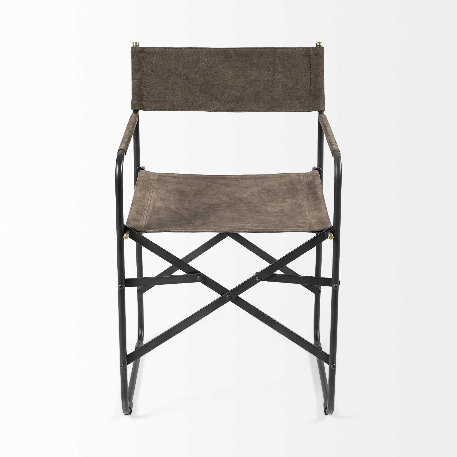 Brown Leather With Black Iron Frame Dining Chair By Homeroots | Dining Chairs | Modishstore - 2