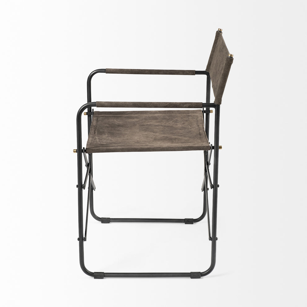Brown Leather With Black Iron Frame Dining Chair By Homeroots | Dining Chairs | Modishstore - 3