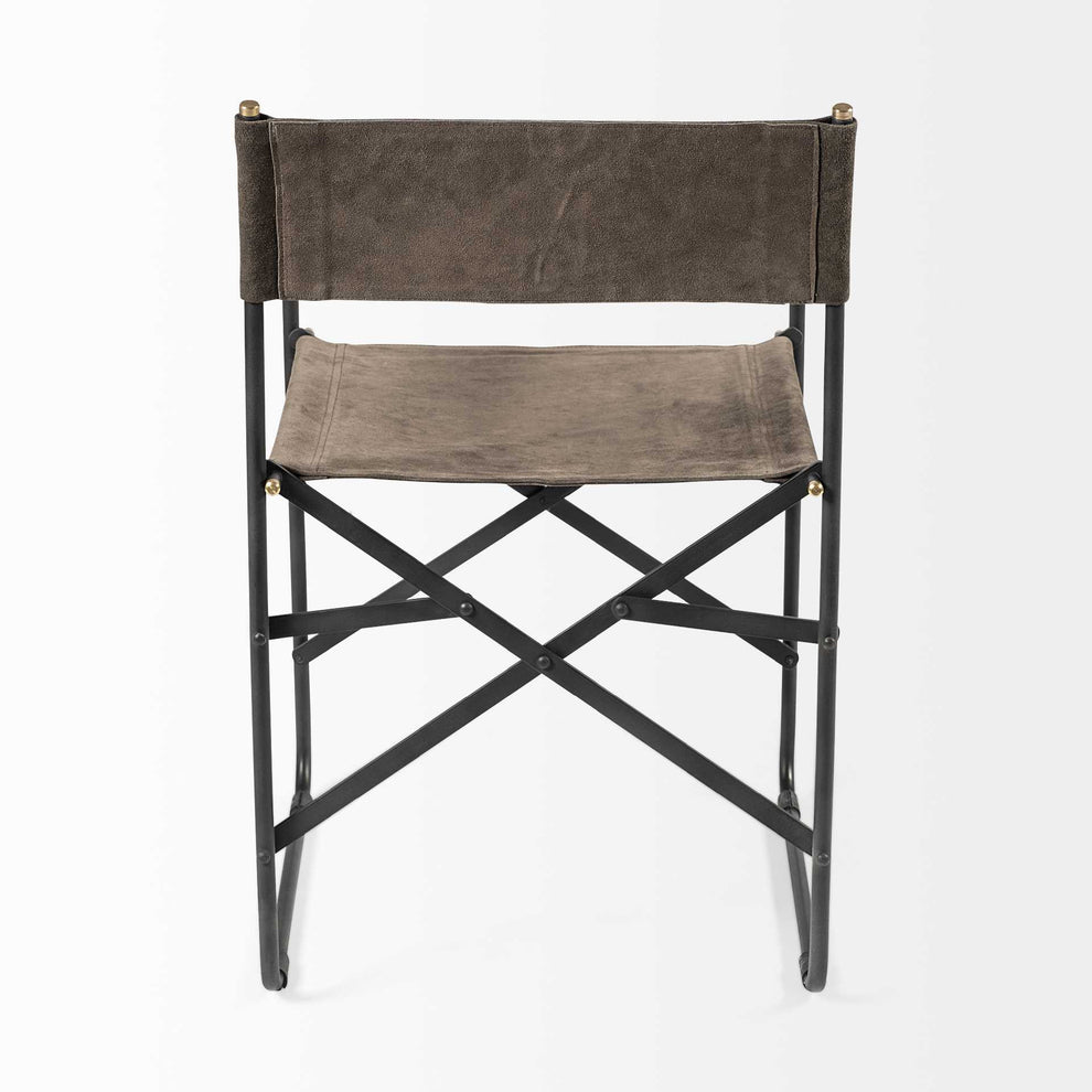 Brown Leather With Black Iron Frame Dining Chair By Homeroots | Dining Chairs | Modishstore - 4