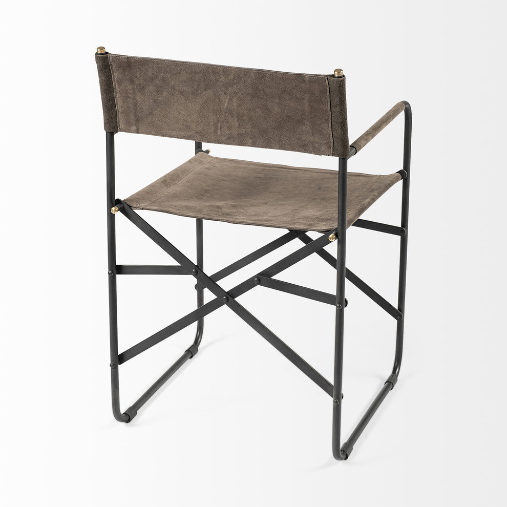 Brown Leather With Black Iron Frame Dining Chair By Homeroots | Dining Chairs | Modishstore - 5